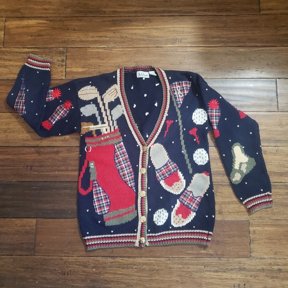 Belle Pointe Sweaters - Belle Pointe Vintage Y2K Ugly Sweater Golf Theme‎ Sz S